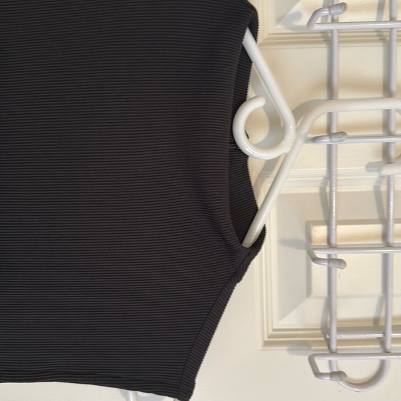 Women's Black Sleeveless jumpsuit - ribbed stretchy polyester - Picture 6 of 7